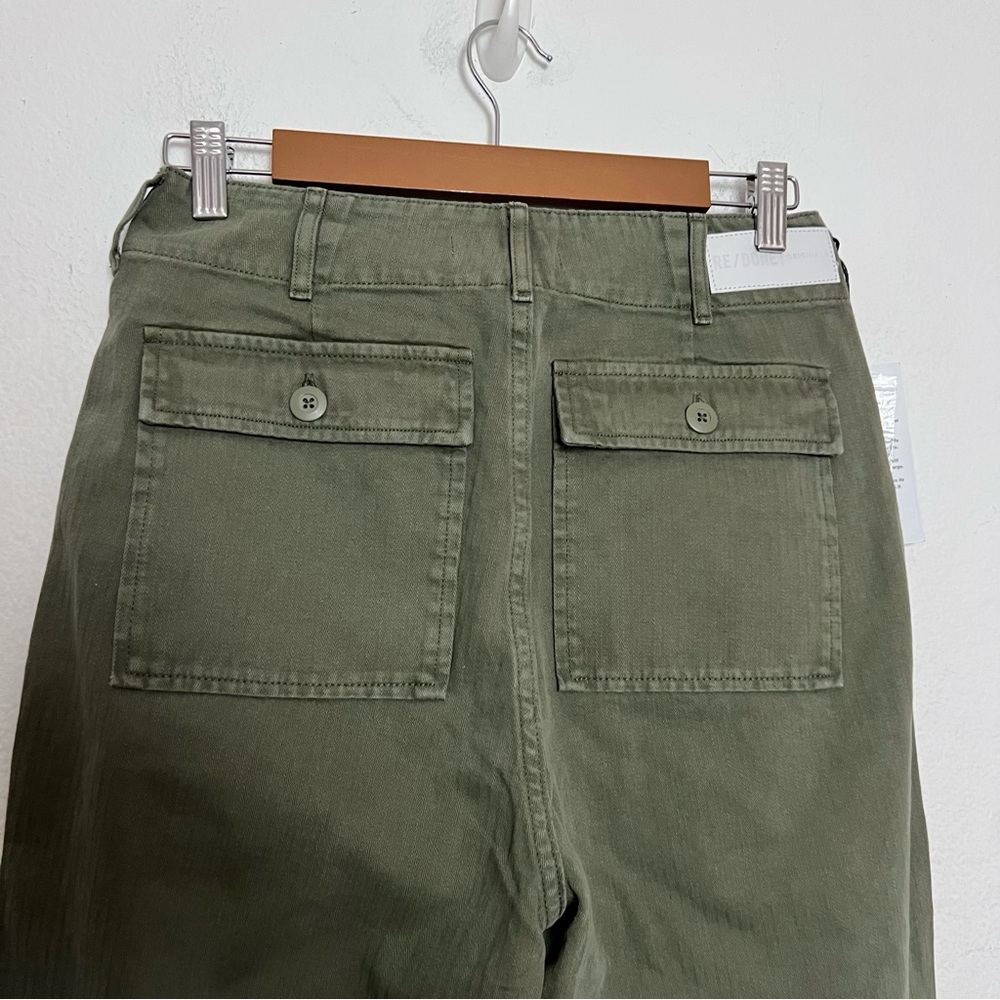 NWT RE/DONE 50s Military High Rise Olive Green Trouser Pants Size 28 - Picture 9 of 11